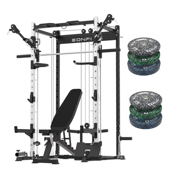 EonfitOmni® E3 Multi-Function Smith Machine with 360° Adjustable Cable Crossover System and Squat Rack for Home Gym