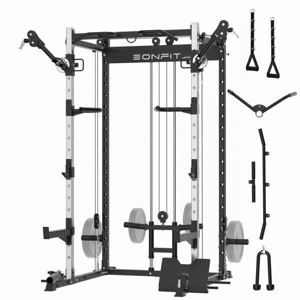 EonfitOmni® E2 All-In-One Power Cage 1200 LBS Multi-Functional Power Rack For Home Gym