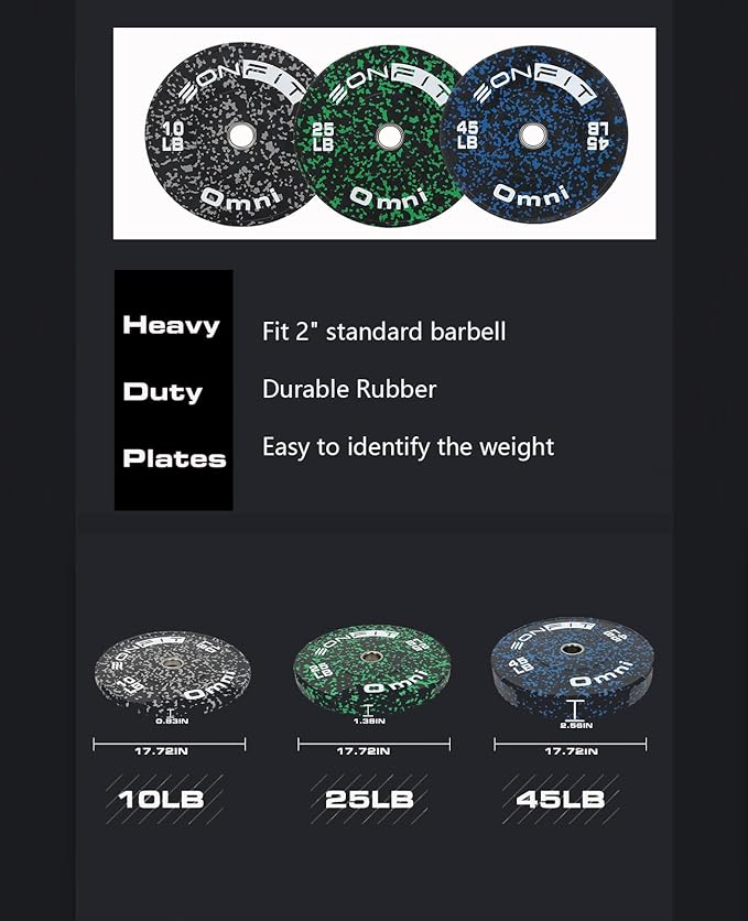 EonfitOmni® Olympic Weight Plates Bumper Plate 2-Inch Olympic Rubber Weight Plates