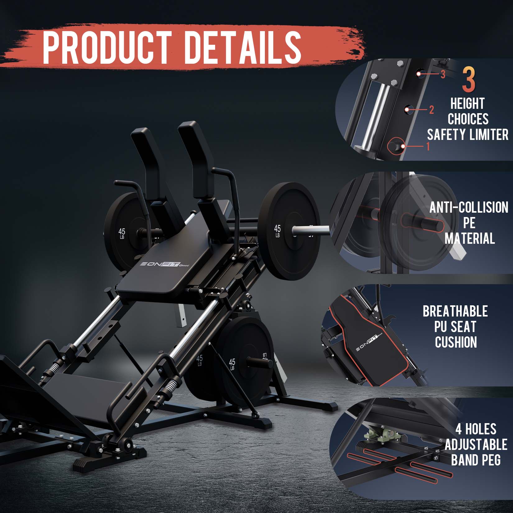 EonfitOmni® EL2 3-In-1 Leg Press Hack Squat Machine